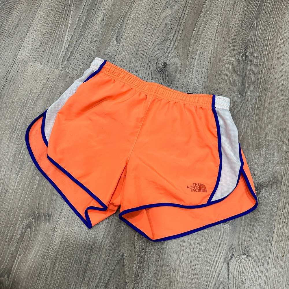 The North Face Shorts Women's Small Orange Zipper Pocket Lined Running Shorts